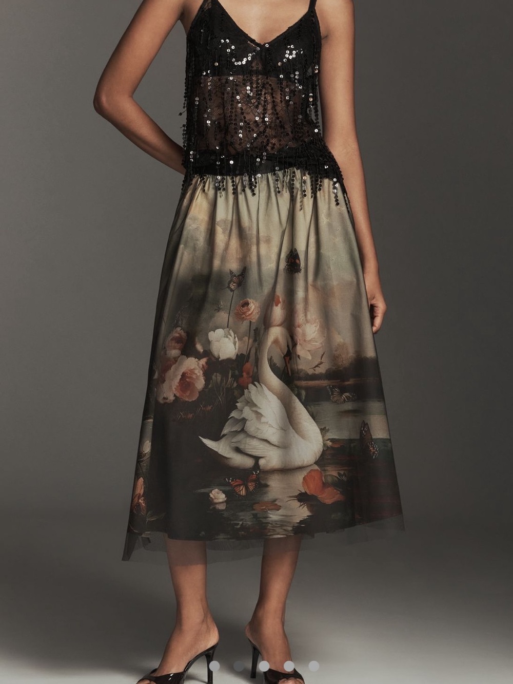 Anthropologie Wondernight Midi Skirt NEW Black Swan Art XL - Picture 16 of 16